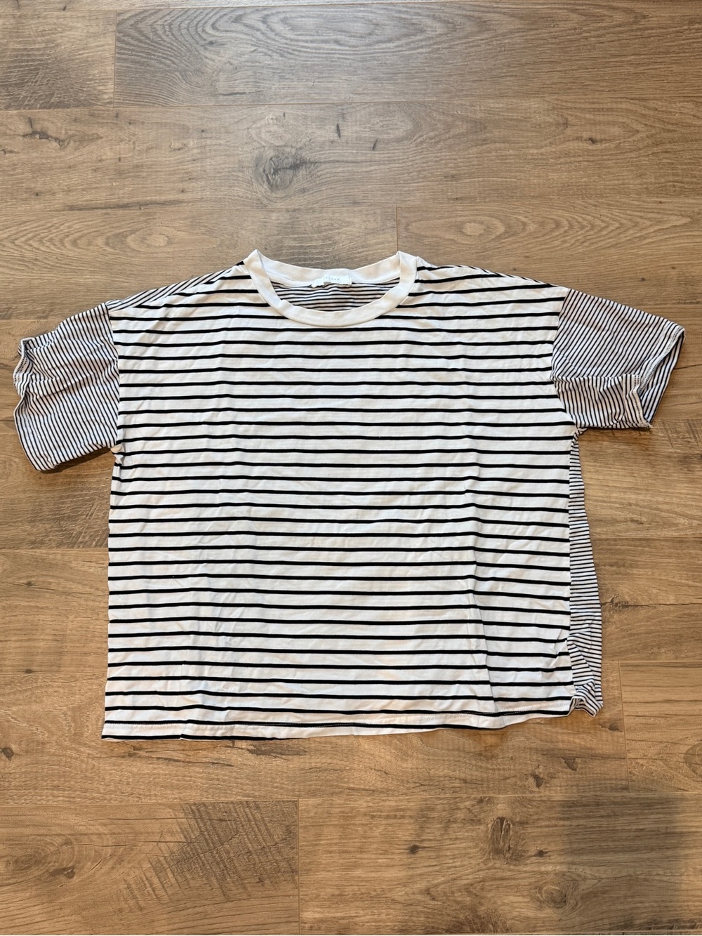 All:Row Striped Short Sleeve Cropped Tee - Black/White